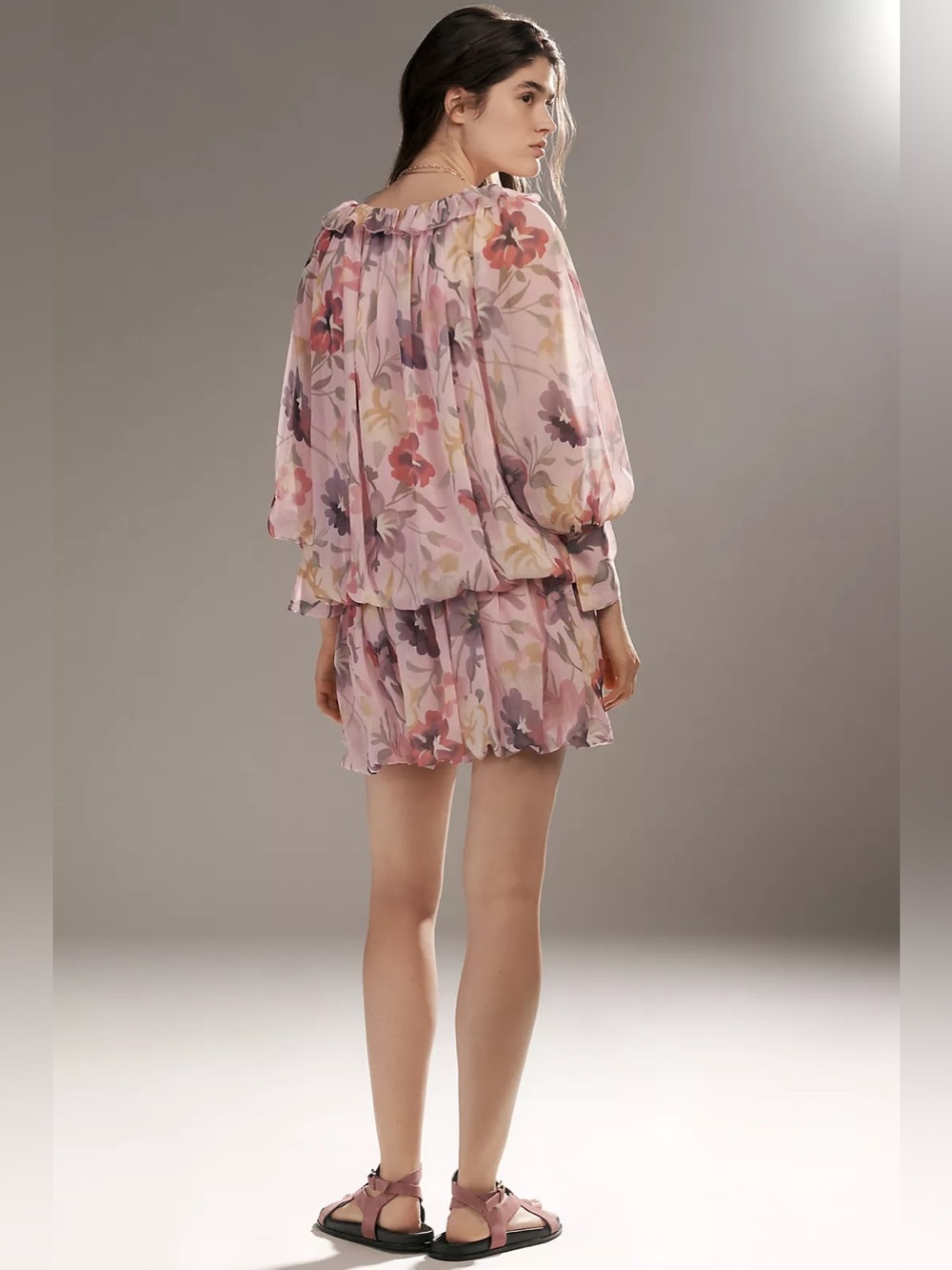 Mare Mare Long-Sleeve  floral Mini Dress - Picture 3 of 7